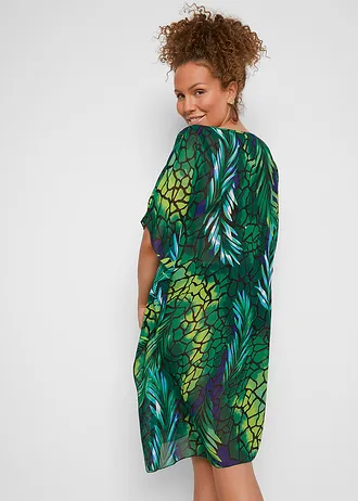 Strandtuniek van chiffon, Kleur: groen gedessineerd