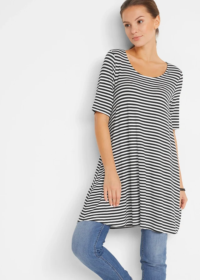 Shirt tuniek in een viscosemix • zwart/wit gestreept • product-page.page-title-suffix