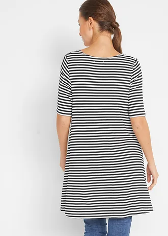 Tunique T-shirt en viscose extensible • noir/blanc rayé • Boutique bonprix