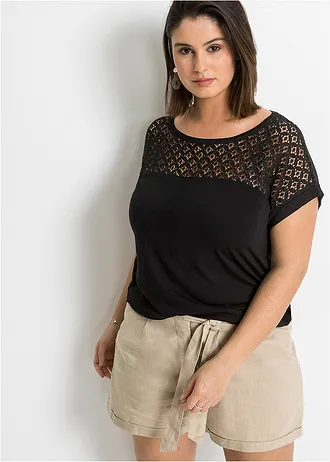 Shirt van viscosemix, Kleur: zwart