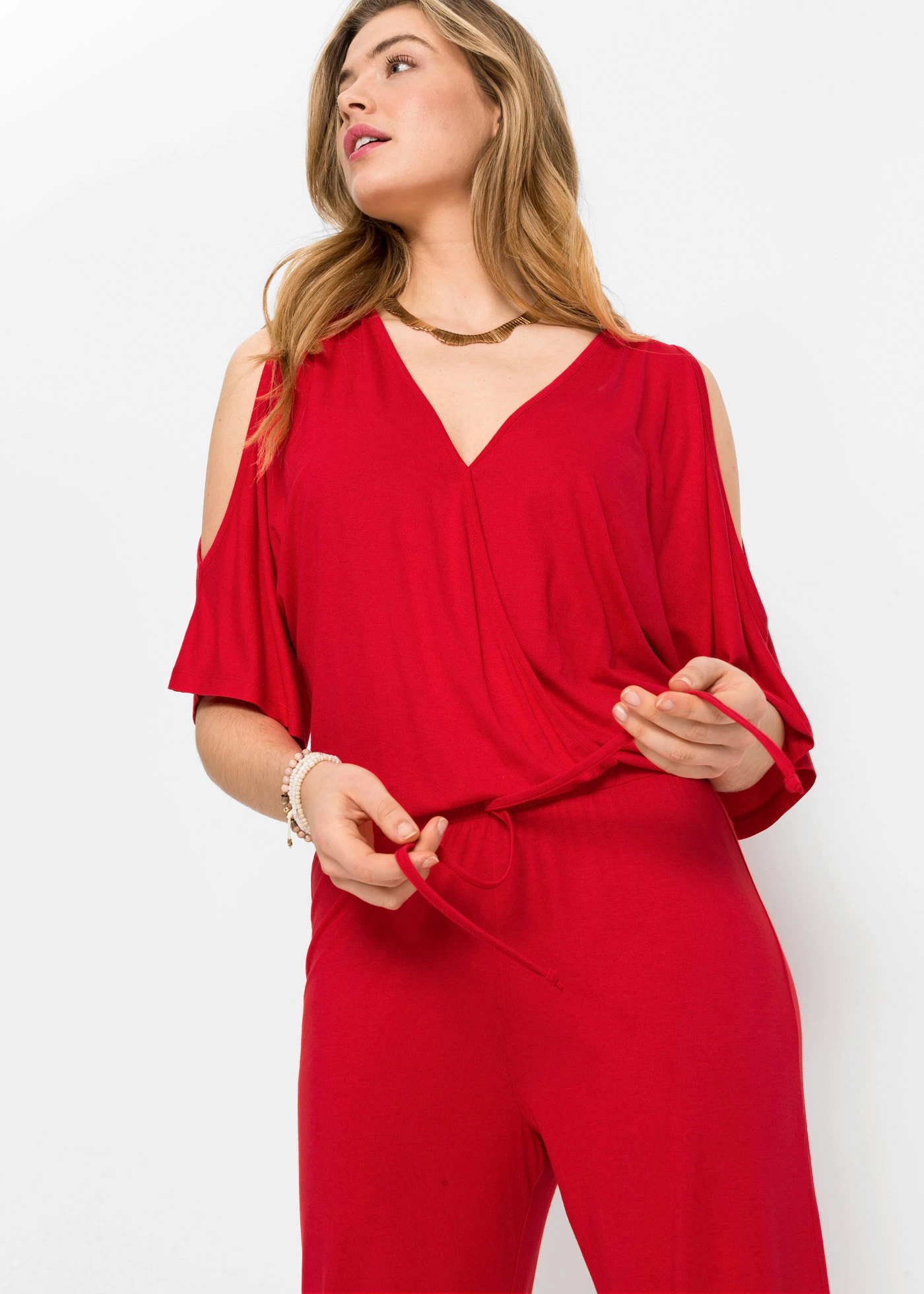 Jersey jumpsuit van soepele viscose • aardbeirood • bonprix online shop