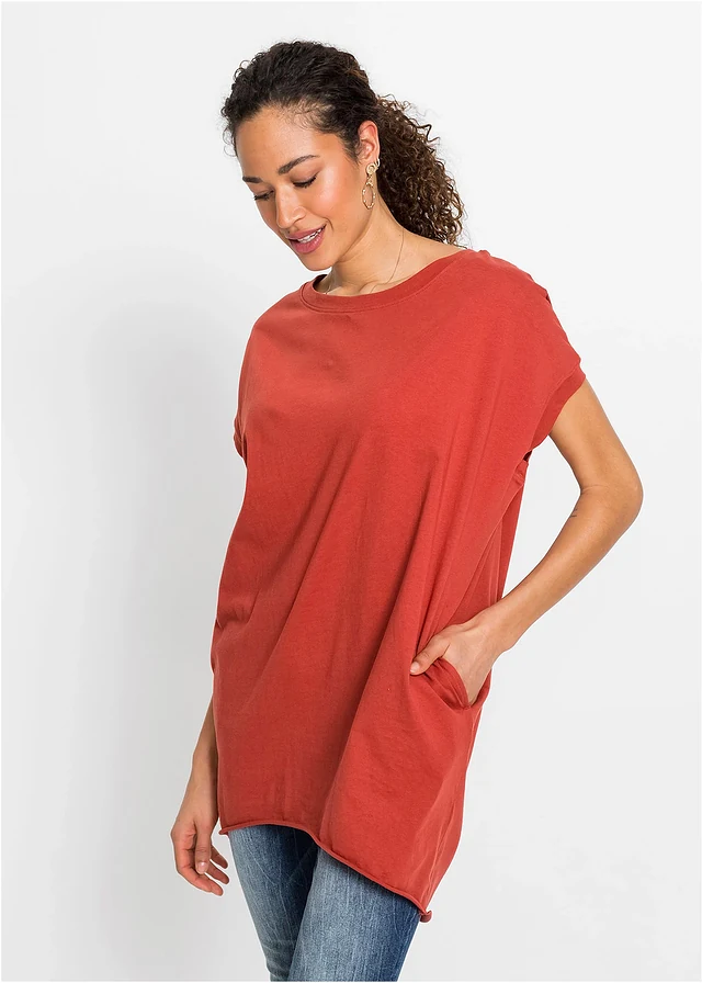 Longshirt van katoen • karmijnrood • product-page.page-title-suffix