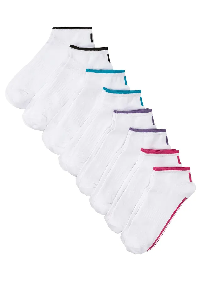 Lot de 8 paires de socquettes • blanc-coloré • Boutique bonprix