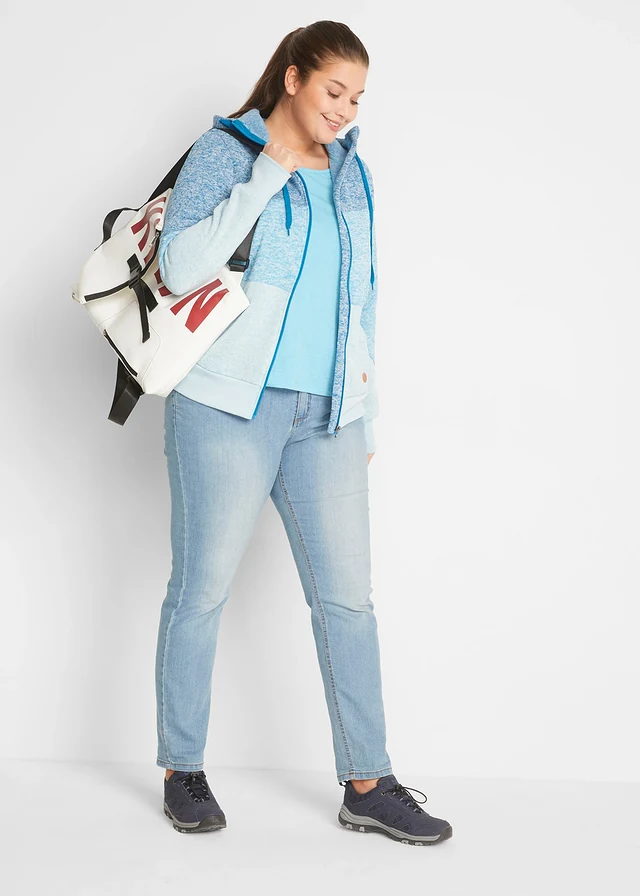 Sweat zippé, Couleur: bleu atlantique chiné