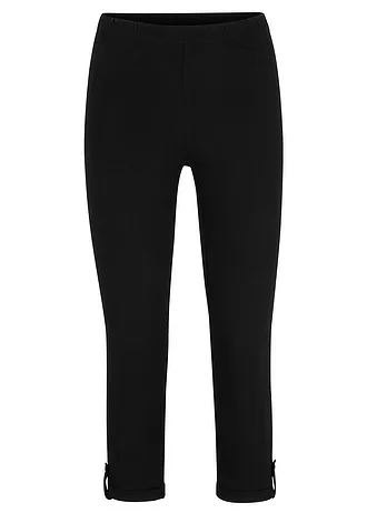 3/4 legging met turn-ups, Kleur: zwart