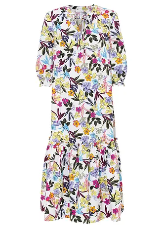 Rochie maxi, cu imprimeu • alb floral • magazin bonprix