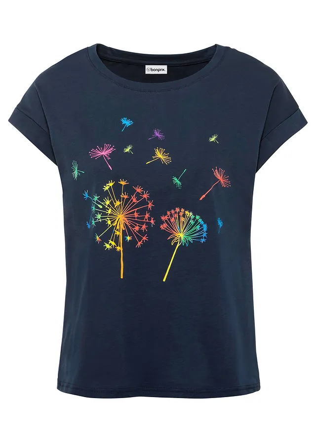 Tričko s květinovým potiskem • sytě modrá s květinovým potiskem • bonprix obchod