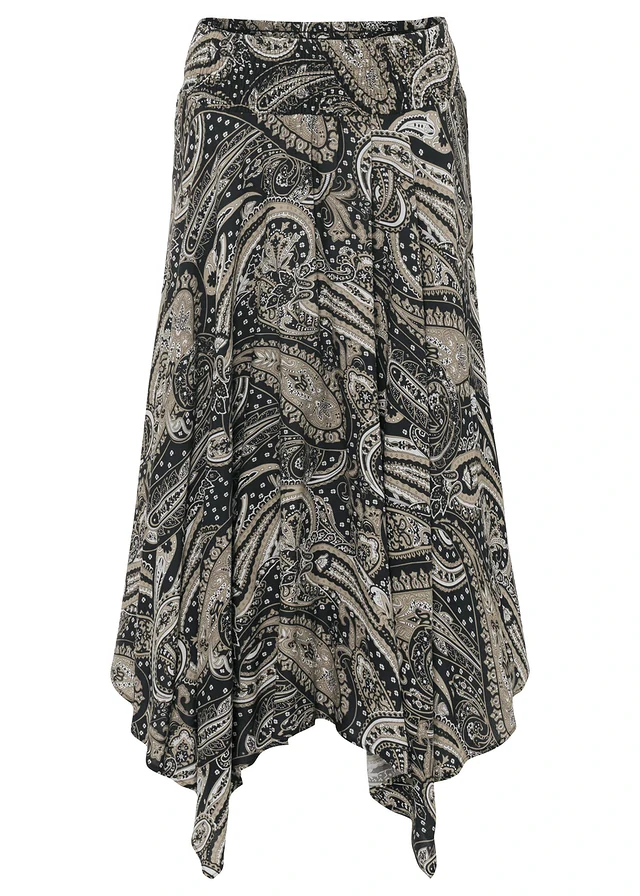 Asymmetrische rok van pure viscose