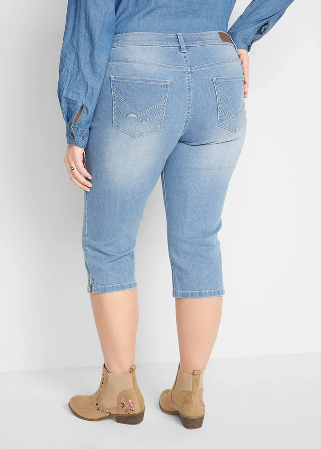Lot de 2 jeans corsaire, Couleur: bleu + bleu clair used