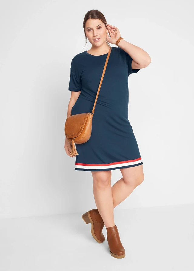 Robe en jersey doux, Couleur: bleu foncé