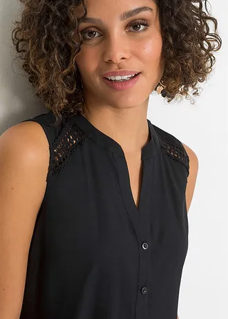 Top-bluză din viscoză 100% • negru • magazin bonprix
