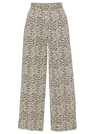 Broek met wijde pijpen, Kleur: zebraprint sand - zwart