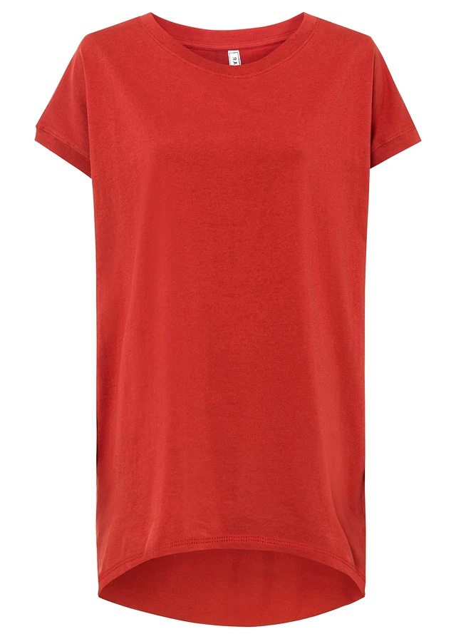 Longshirt van katoen, Kleur: karmijnrood
