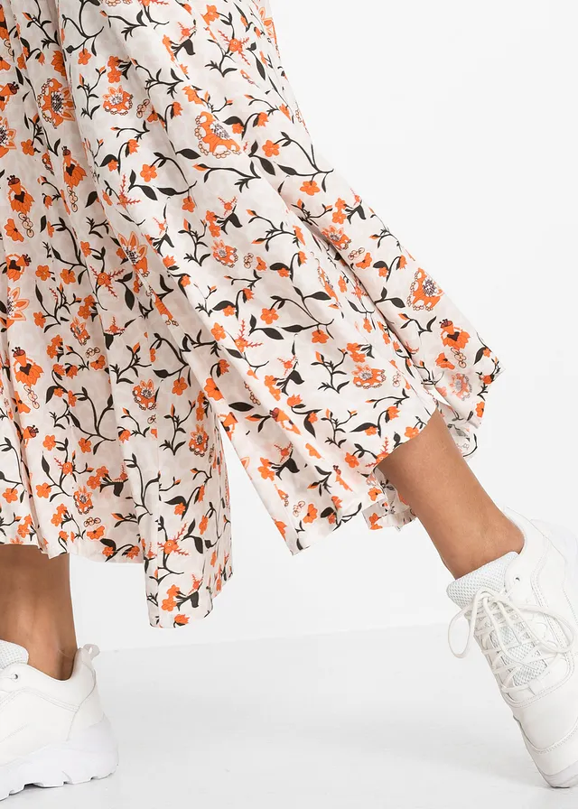 Palazzo broek van soepele viscose • beige-oranje gebloemd • product-page.page-title-suffix