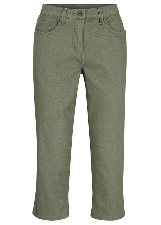 Pantaloni 3/4 cu talie medie, confortabilă