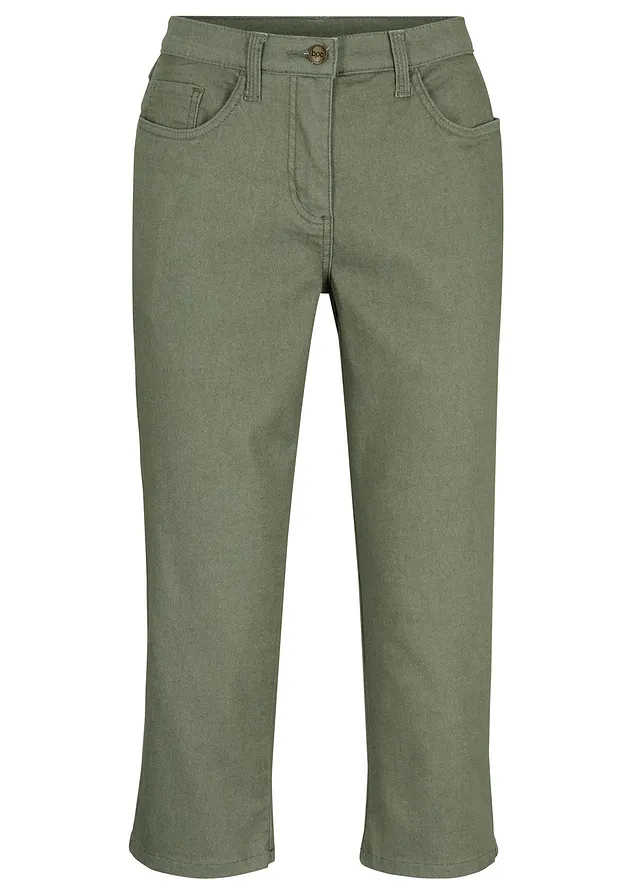 Mid waist jeans met comfortband, straight