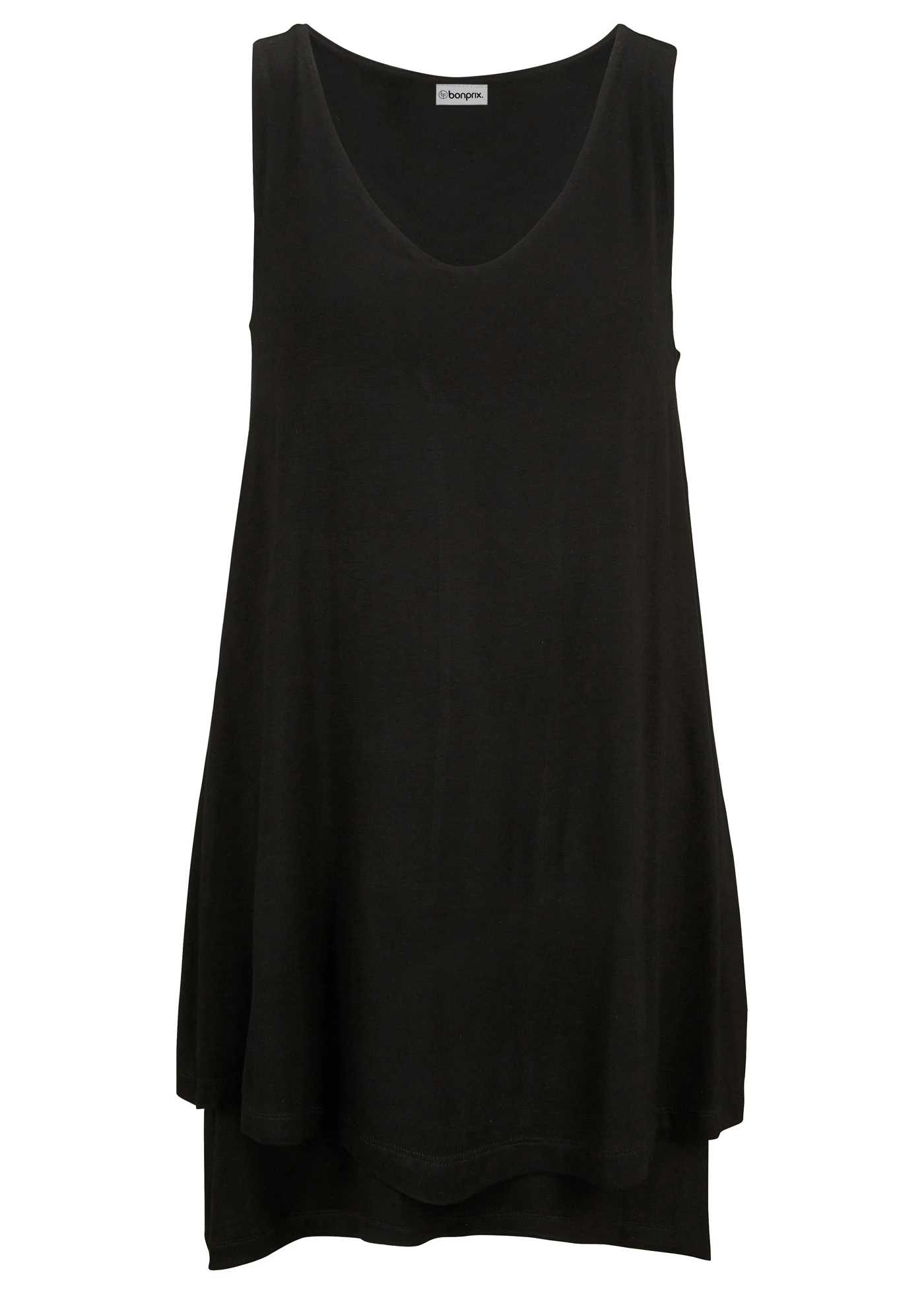 Dupla réteges hosszú top viszkóz keverékből • fekete • bonprix áruház