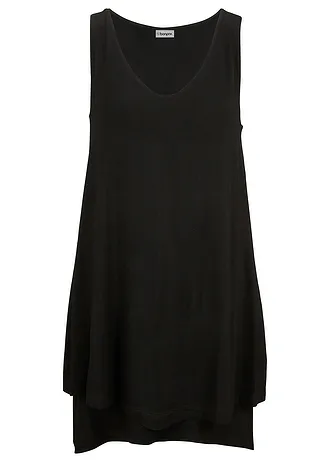 Dvouvrstvý dlouhý top z viskózové směsi, barva: černá