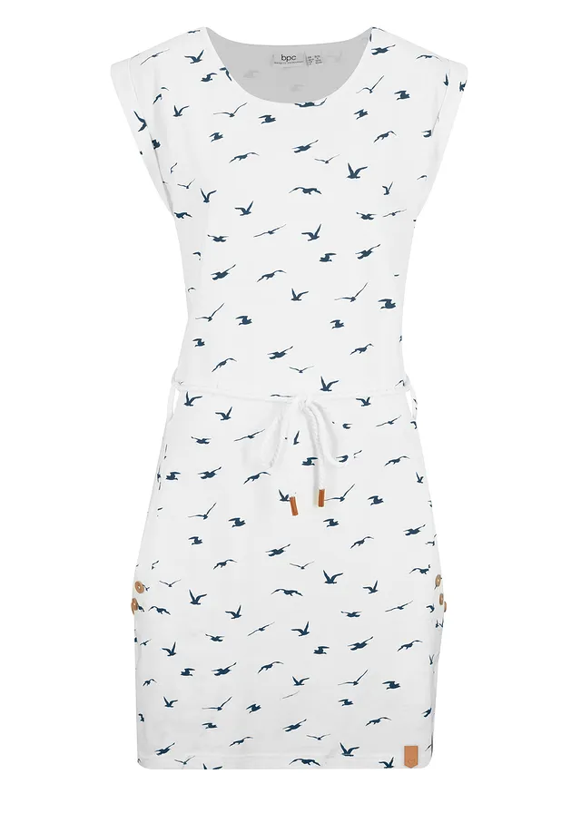 Úpletové šaty s krídelkovými rukávmi a potlačou