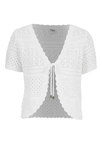 Gehaakte bolero, korte mouw, Kleur: wit