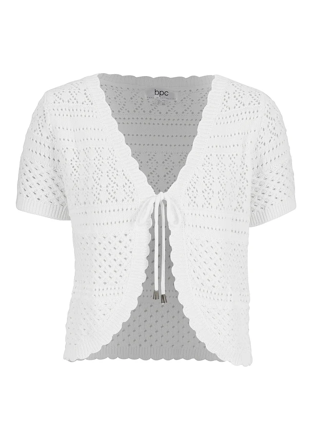 Gehaakte bolero, korte mouw, Kleur: wit