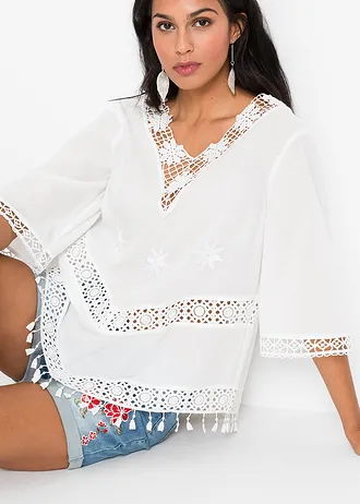 Tunique-blouse 100% coton • écru • Boutique bonprix
