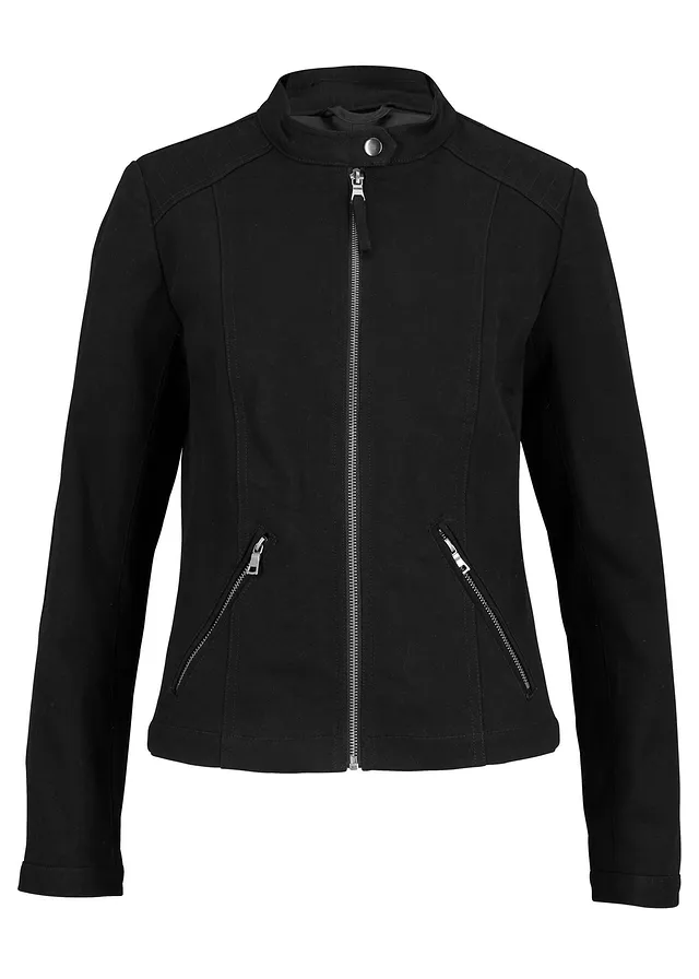 Jack van katoenen twill met stretch inzetten opzij