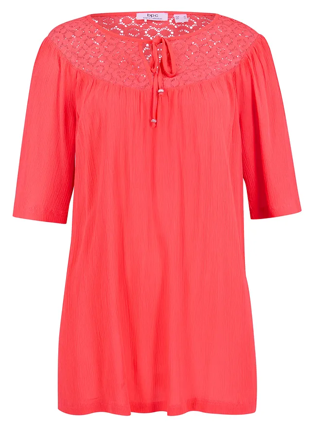 Dlhá tunika z krčeného materiálu, polovičný rukáv