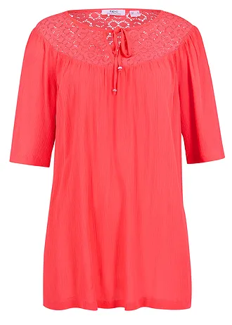 Lange crinkle tuniek, halflange mouw