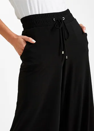 Jersey broek met een comfortabele band • zwart/zilverkleur • bonprix online shop