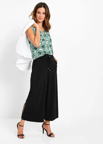 Jersey broek met een comfortabele band • zwart/zilverkleur • bonprix online shop