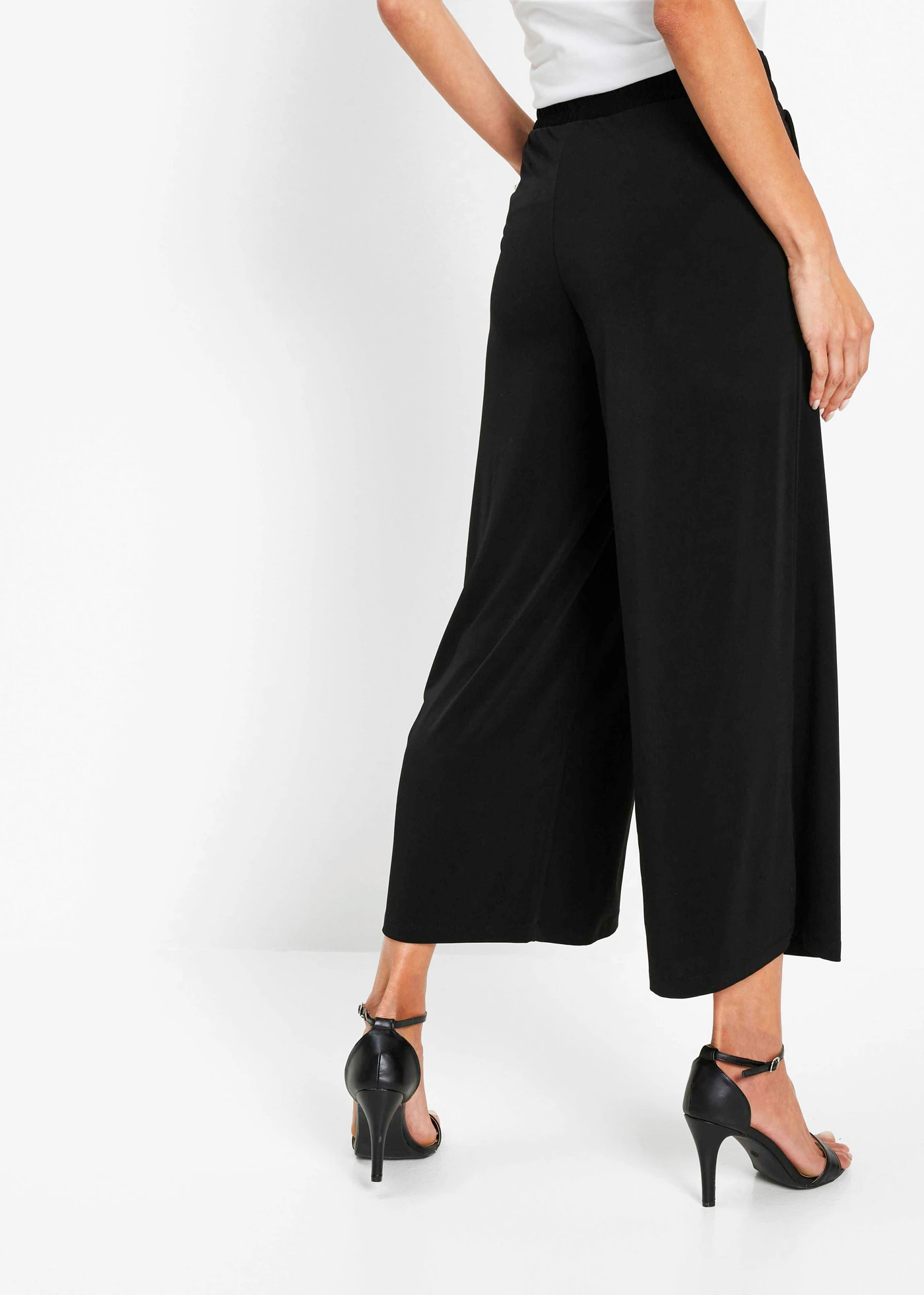 Jersey broek met een comfortabele band • zwart/zilverkleur • bonprix online shop