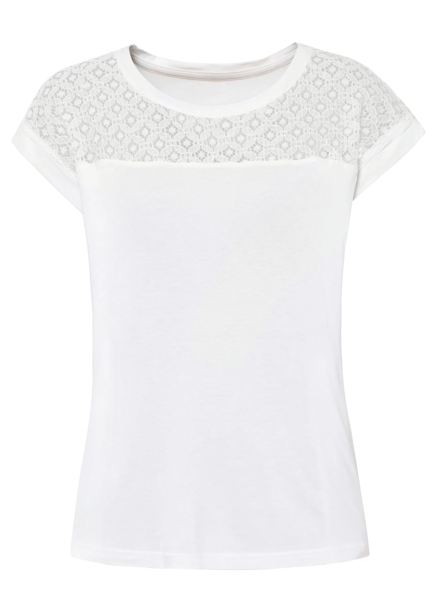 T-shirt doux à dentelle • ecru • Boutique bonprix