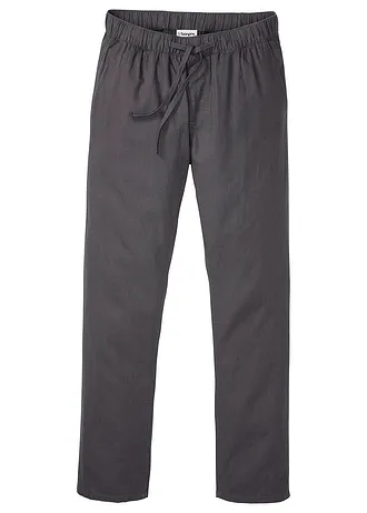 Pantalon droit taille élastiquée en lin majoritaire, regular, Couleur: gris ardoise