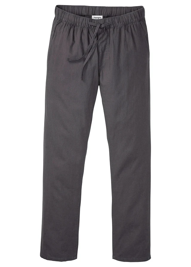 Regular fit chino instapbroek met linnen, straight