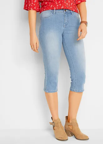 Stretch capri jeans (set van 2), Kleur: blauw+lichtblauw denim used