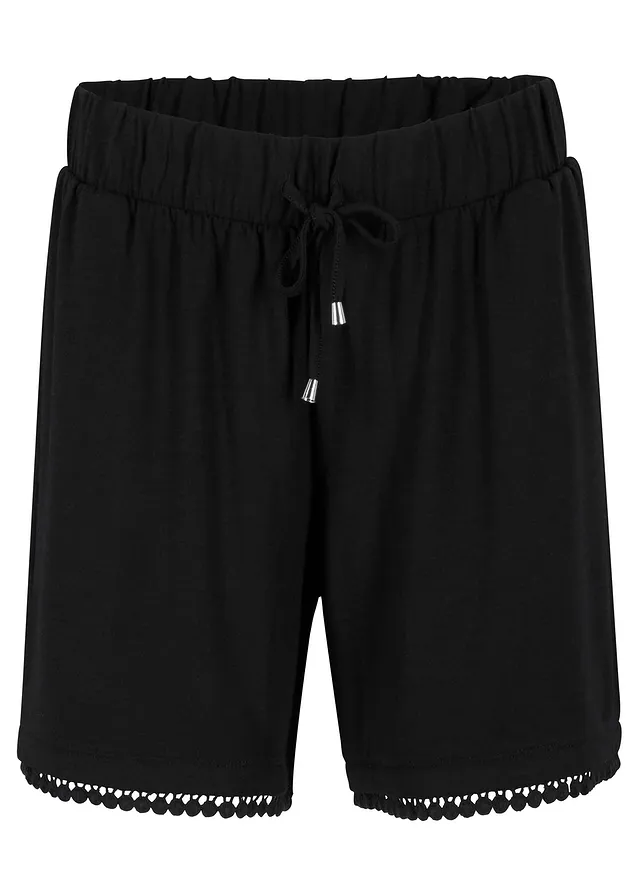 Džersejové šortky s pohodlným pásom a čipkou, z mixu viskózy