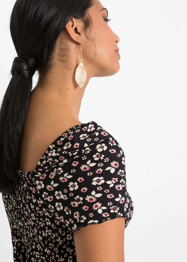 Maxi jurk van een viscose mix • zwart/wolwit gebloemd • product-page.page-title-suffix