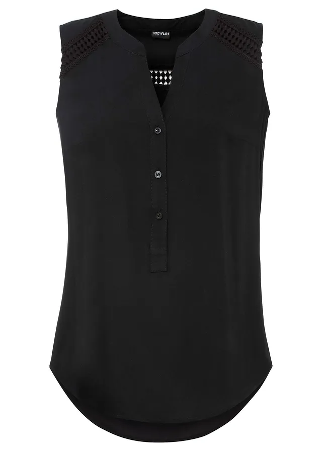 Top-bluză din viscoză 100% • negru • magazin bonprix