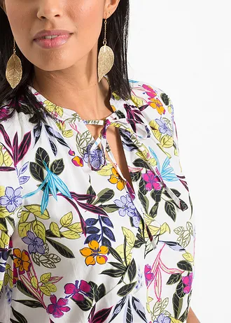 Rochie maxi, cu imprimeu • alb floral • magazin bonprix