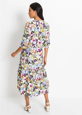 Rochie maxi, cu imprimeu • alb floral • magazin bonprix
