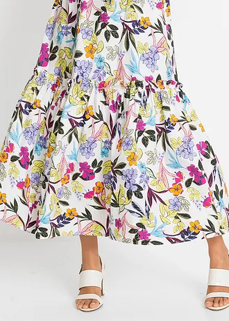 Rochie maxi, cu imprimeu • alb floral • magazin bonprix