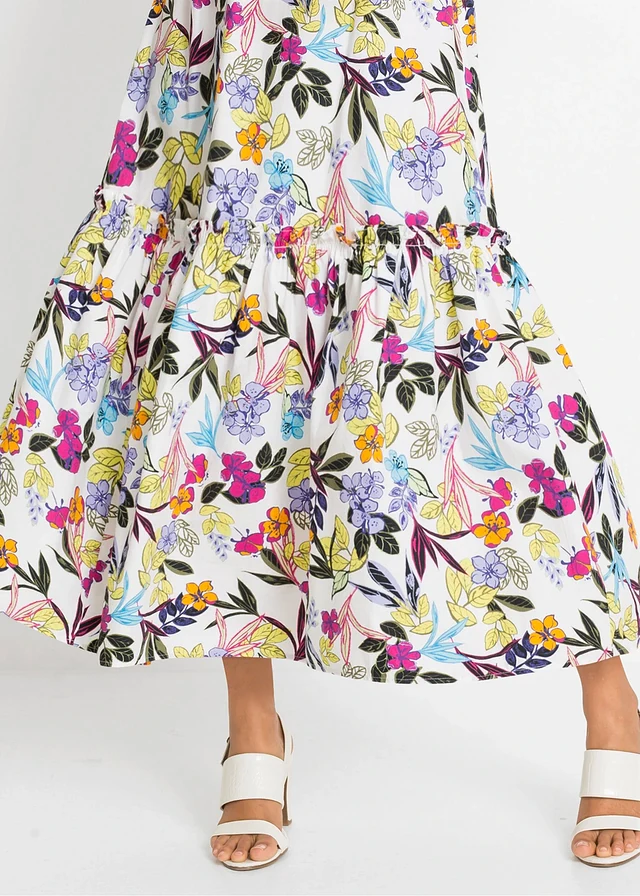 Rochie maxi, cu imprimeu • alb floral • magazin bonprix