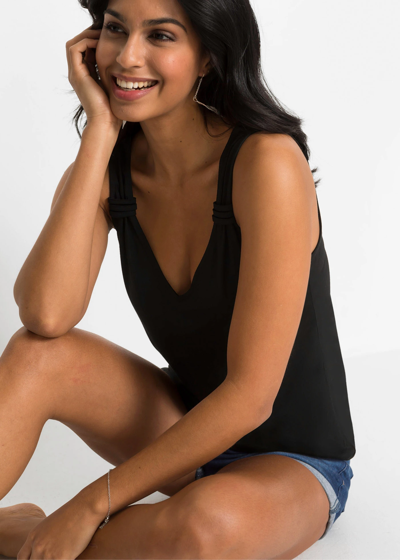 Jersey top van puur viscose • zwart • bonprix online shop