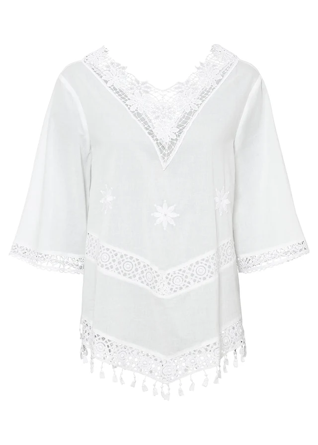 Tunique-blouse 100% coton, Couleur: écru