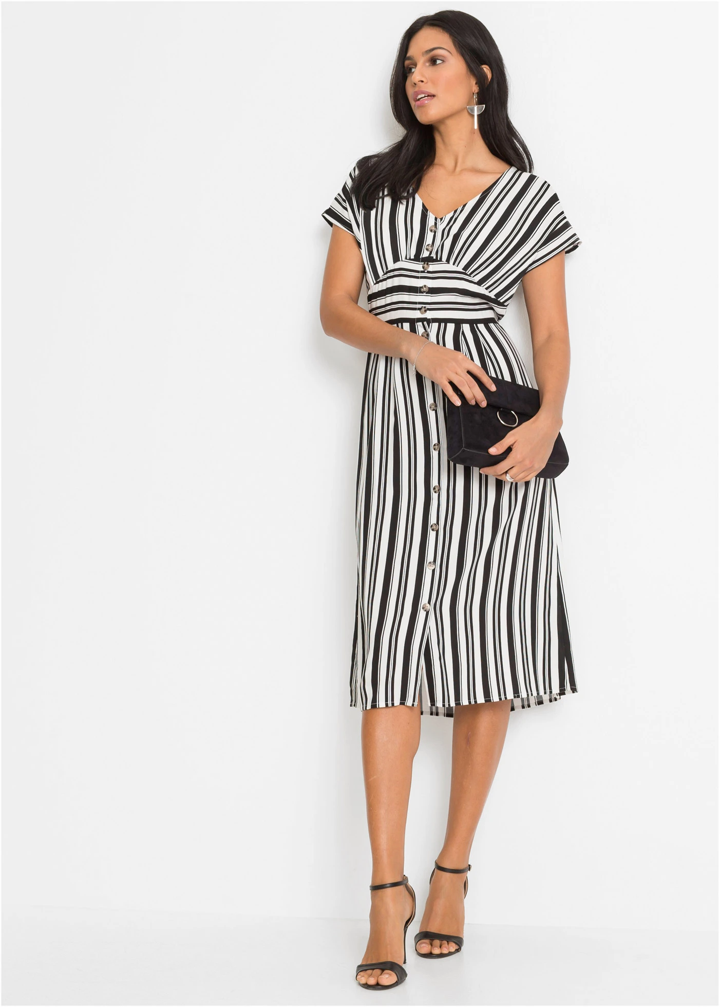 Jurk van viscose • zwart/wit gestreept • bonprix online shop