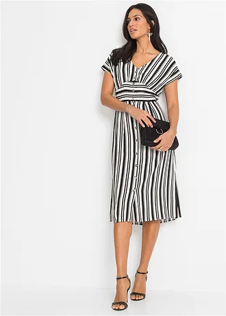 Jurk van viscose • zwart/wit gestreept • bonprix online shop