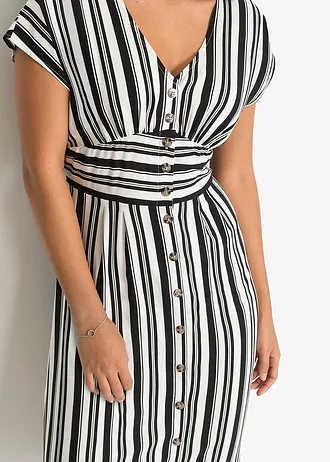 Jurk van viscose • zwart/wit gestreept • bonprix online shop