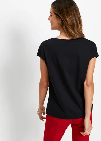 Shirt met pailletten, Kleur: zwart/zilverkleur