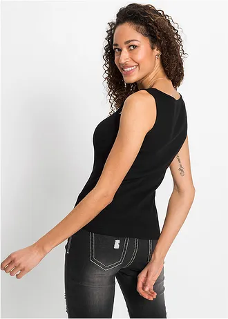 Žebrovaný top z čisté bavlny • černá • bonprix obchod
